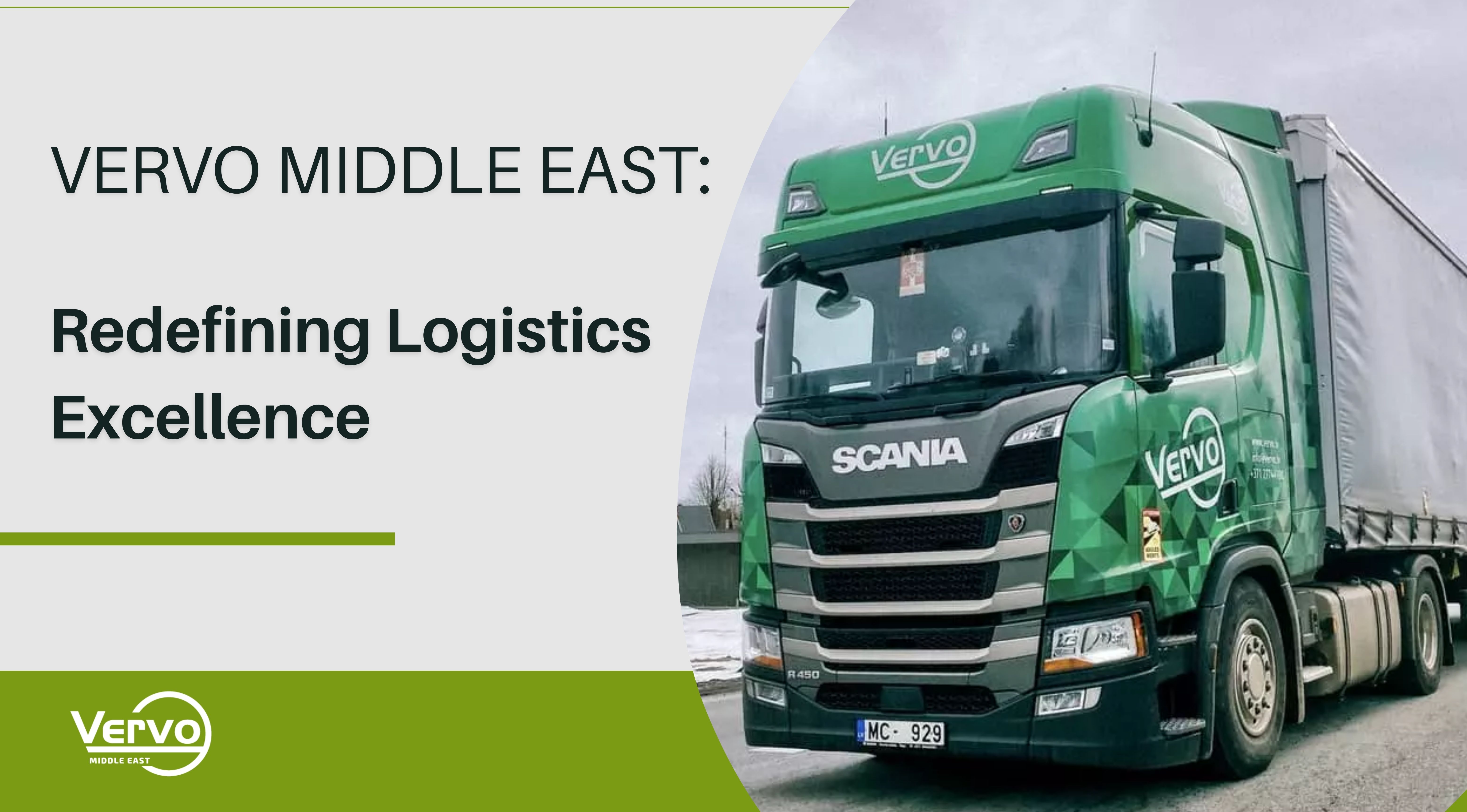 Vervo Middle East for shipping and logistics services and cargo handling Shipping Truck in Dubai with text" Vervo Middle East: Redefining Logistics Excellence"